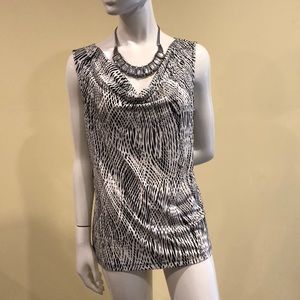 Black and White Sleeveless Blouse